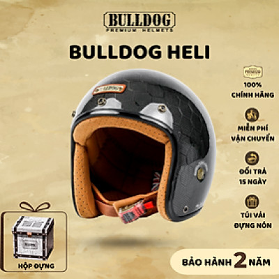Mũ Bảo Hiểm 3/4 Cổ Điển BULLDOG Heli Carbon