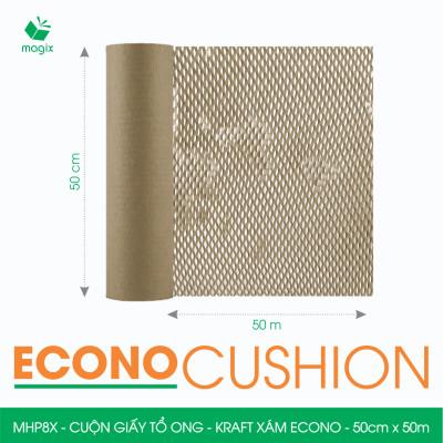 MHP8X - 50cm x 50m - Cuộn giấy tổ ong chống sốc - Kraft xám Siêu Tiết Kiệm ECONO