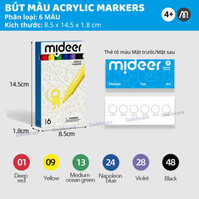 Màu nước Acrylic Markers Mideer, bút đánh dấu highlight cho bé