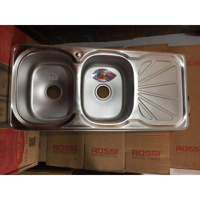 Chậu rửa bát Inox Tân Á xuất khẩu 2 ngăn (có bàn phụ) - đã đủ phụ kiện thoát nước