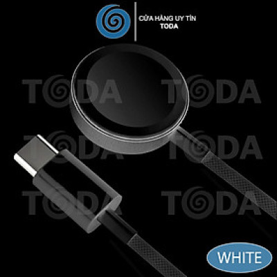 Cáp Sạc Bện Vải Đế Sạc cho Apple Watch Series 4.5.6.7.8.9.SE2.10 / Apple Watch Ultra 1&2 Cổng USB Type C (Màu Trắng) - Hàng Chính Hãng