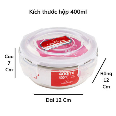 Bộ Hộp Đựng Thực Phẩm Bảo Quản Thức Ăn Thủy Tinh Chịu Nhiệt Mua 3 TẶNG 2- 400ml