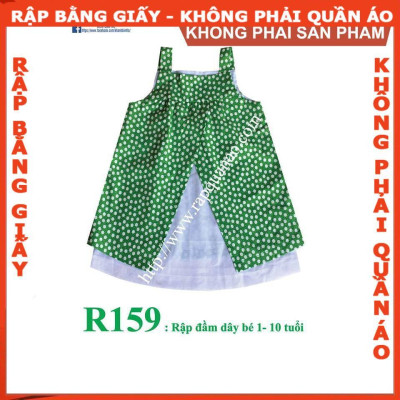 Rập giấy  A0 đầm dây 2 lớp cho bé 
 mã R159 (BẢN VẼ)