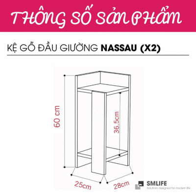 Kệ đầu giường SMLIFE Nassau (Set2)