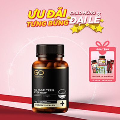 Viên uống dành cho tuổi teen nhập khẩu chính hãng New Zealand GO MULTI TEEN EVERYDAY (60 viên)  bổ sung 32 vitamin, khoáng chất và một số dưỡng chất hỗ trợ duy trì và tăng cường sức khỏe cho trẻ ở tuổi tăng trưởng, tuổi dậy thì