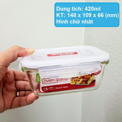 Hộp thủy tinh Lock&Lock Ovenglass chịu nhiệt cao dung tích từ 300ml đến 2L nắp PP khóa 4 cạnh chắc chắn