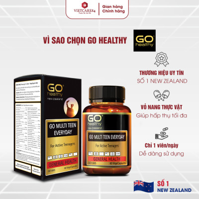 Viên uống dành cho tuổi teen nhập khẩu chính hãng New Zealand GO MULTI TEEN EVERYDAY (60 viên)  bổ sung 32 vitamin, khoáng chất và một số dưỡng chất hỗ trợ duy trì và tăng cường sức khỏe cho trẻ ở tuổi tăng trưởng, tuổi dậy thì