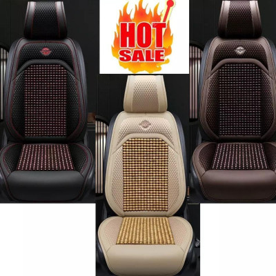 01 cái áo ghế ô tô chất liệu da cao cấp phủ 1 ghế trước, có đan hạt gỗ chống nóng, massage lưng
