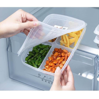 HỘP NHỰA ĐỰNG THỰC PHẨM CHIA 4 NGĂN CÓ NẮP ĐẬY TIỆN LỢI