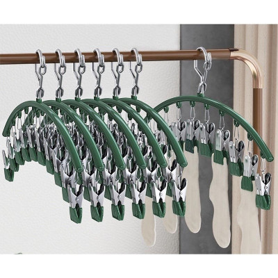 Móc Treo Đồ Lót Khăn Tất 10 Kẹp Inox, Móc Kẹp Phơi Quần Ao Đa Năng Tiết Kiệm Diện Tích, Chất Liệu Không Gỉ