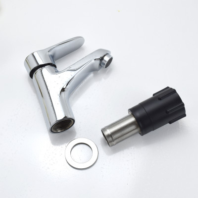 Vòi lavabo rửa mặt nóng lạnh bằng đồng mạ cao cấp mặt gương Hiwin KF-211