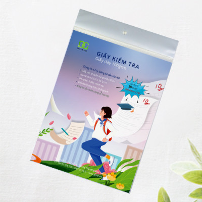 Giấy kiểm tra dòng 4 ô ly giấy trắng dày, viết êm không lem, bảng kẻ sẵn tiện lợi, Combo 1: 20 tờ GKTL1-12 Green Art - Hàng chính hãng