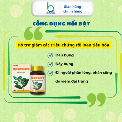 Viên Uống MỘC HOA TRẮNG YB Hỗ Trợ Rối Loạn Tiêu Hóa, Viêm Đại Tràng - Lọ 60 viên