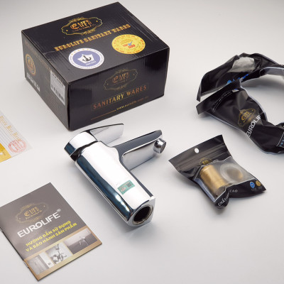 Vòi Lavabo Nóng Lạnh Đồng Mạ Chrome Eurolife EL-SUN 02 (Trắng Bạc)