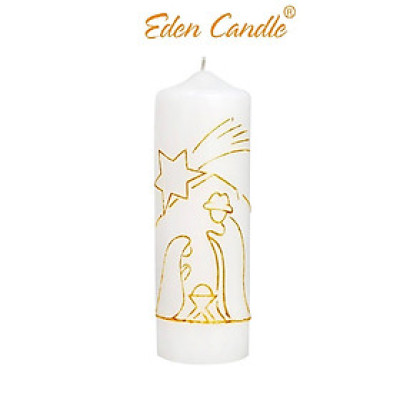 [4 Màu] Nến trụ tròn D6H20 EDEN CANDLE EDC7800 hình chóp, Sản phẩm chế tác hoàn toàn thủ công với họa tiết đẹp mắt, sang trọng