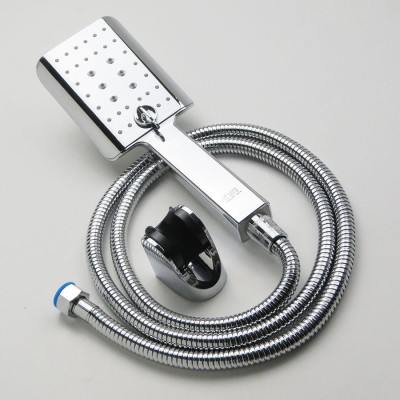 Bộ dây tay sen vuông 3 chế độ chảy chất liệu ABS mạ Chrome Eurolife EL-201SH (Trắng bạc)