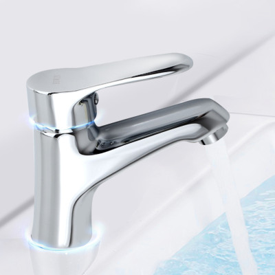 Vòi lavabo rửa mặt nóng lạnh bằng đồng mạ cao cấp mặt gương Hiwin KF-211