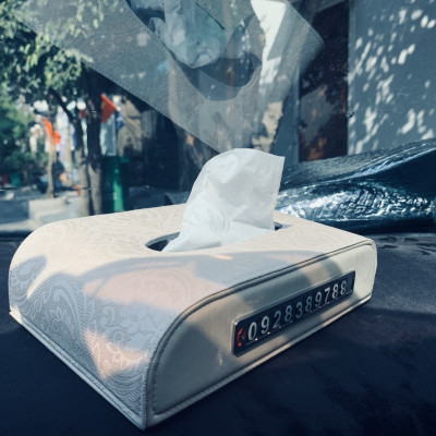 Hộp Khăn Giấy Da Cao Cấp Kèm Bảng Số Điện Thoại