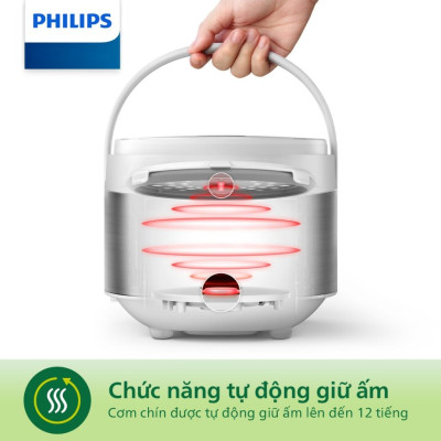 Nồi Cơm Điện Tử Mini Philips HD3170/66, 0.85Lit - 600w, Hàng Chính Hãng