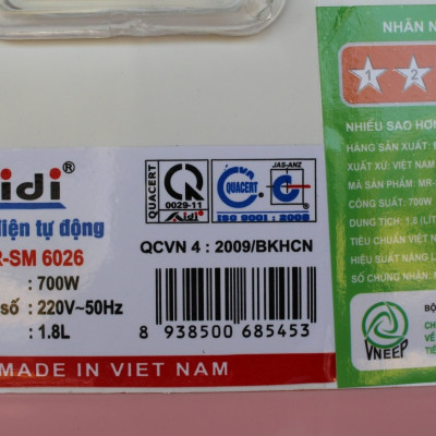 Nồi Cơm Điện Ủ Đa Chiều Nắp Gài Thân Nhựa Aidi MR-SM 6026 (1,8 lít) - Chính Hãng