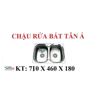 Chậu rửa bát Inox Tân Á xuất khẩu 2 ngăn (không có bàn) - đã đủ phụ kiện thoát nước