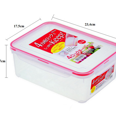 Combo 4 hộp nhựa chữ nhật bảo quản thực phẩm Inomata (Full size) - Có khóa nắp 4 chiều