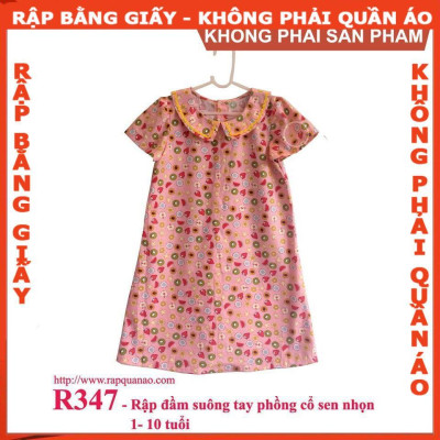 Rập giấy A0 đầm bé gái mã R347