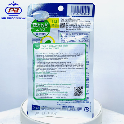 Viên uống trắng da DHC Nhật Bản Adlay Extract 30 ngày - 30 viên