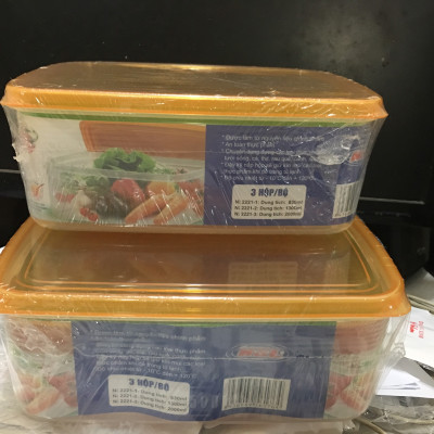 BỘ 3 HỘP NHỰA PP AN TOÀN DÙNG CHỨA ĐỰNG THỰC PHẨM DUNG TÍCH 2000ML,1300ML,830ML