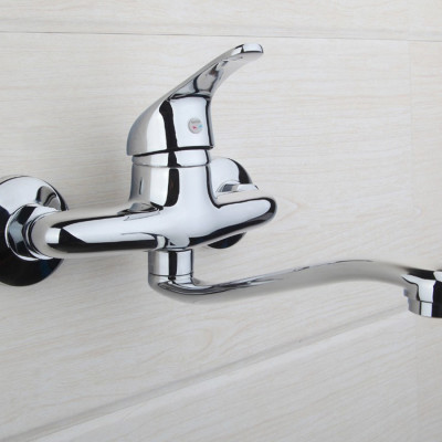 Vòi rửa chén nóng lạnh âm tường Đồng mạ Chrome Eurolife EL-T016AT (Trắng bạc)