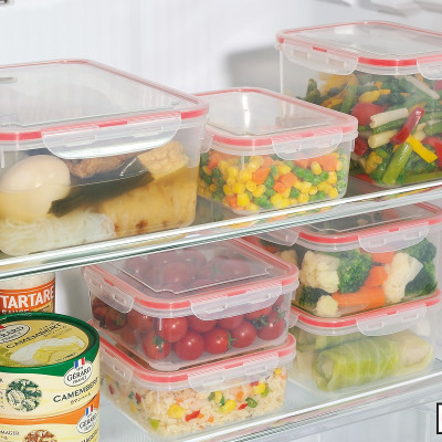 Combo 4 hộp nhựa chữ nhật bảo quản thực phẩm Inomata (Full size) - Có khóa nắp 4 chiều