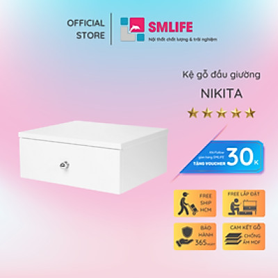 Kệ gỗ đầu giường phong cách hiện đại SMLIFE Nikita