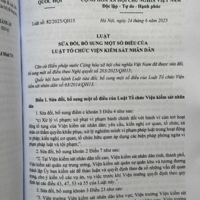 Sách Luật Tổ Chức Tòa Án Nhân Dân, Viện Kiểm Sát Nhân Dân sửa đổi, bổ sung năm 2025 (V2612T)