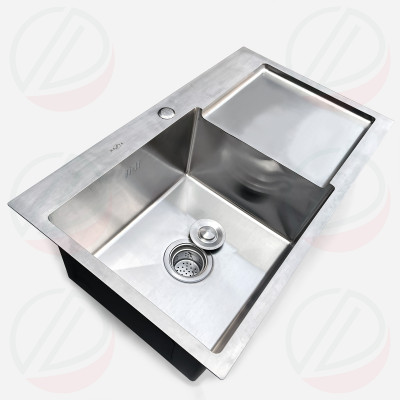 Combo Chậu Rửa Chén Bát Inox Có Chân Loại 1 Hố Có Bàn Dài 80cm Rộng 46cm Kèm Vòi Kazta Và Luxta - Gồm chậu, chân, vòi, đầy đủ xi phông
