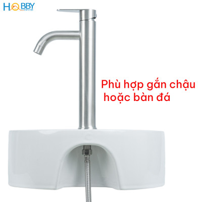Vòi chậu lavabo lạnh gắn bàn đá inox 304 xước mờ Hobby home decor LBL8