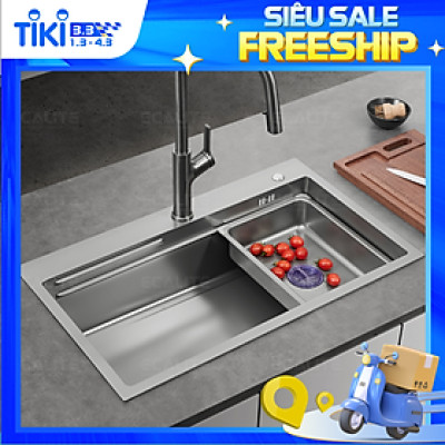 Chậu Rửa Chén Ecalite ES-N17845HS - Lắp Nổi/Lắp Âm - Inox 304 Cao Cấp - 1 Ngăn Cực Rộng - Hàng Chính Hãng