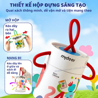Màu sáp dầu, bút sáp lụa vặn hữu cơ Mideer Silky Crayon kèm quai cho bé 12-24-36 màu