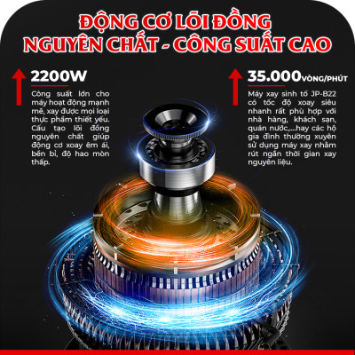 Máy xay công suất lớn OKACHI JP-B22 2200W (màu đỏ) - Hàng chính hãng