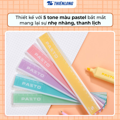 Thước nhựa thẳng màu Pastel dài 20 cm Thiên Long Pazto SR-010 - Màu ngẫu nhiên