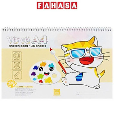 Vở Vẽ Lò Xo Meow A4 - 20 Tờ 100gsm - Hồng Hà 8153