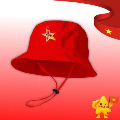 Mũ Bucket Cờ Đỏ Sao Vàng A80 - 56 cm - Màu Đỏ