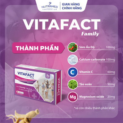 Viên uống Vitafact Family hỗ trợ tăng sức đề kháng, cải thiện suy nhược cho người vừa ốm dậy (30 viên) - Nutramed