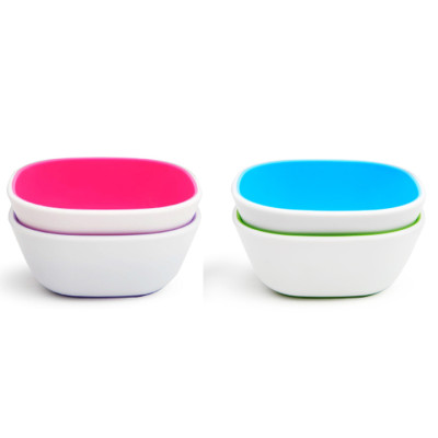 Bộ 2 bát chống trượt cho bé munchkin Xanh lơ, Xanh lá, tím, hồng
