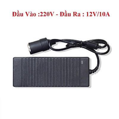 Bộ đổi nguồn điện 220V-12V đầu ra tẩu sạc ô tô, công suất lớn 120w , 12v -10a, phích cắm 2 chân loại tốt
