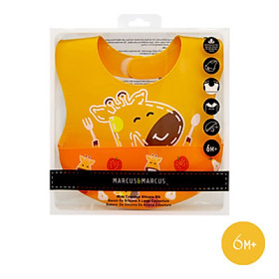 Yếm silicon ăn dặm cổ dán cho bé Marcus & Marcus, từ 6 tháng