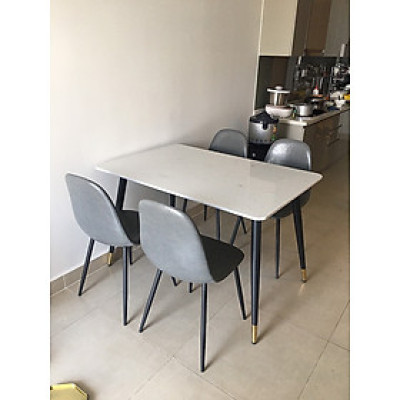 Bộ bàn ghế phòng ăn Tundo ghế mặt vân đá vân mây nhân tạo