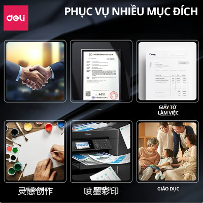 Thùng 5 Ream Giấy A4 Deli Giấy In Photo Copy 70gsm Chính Hãng Loại Dày Ream 500 Tờ Chống Lóa Giấy Mắt