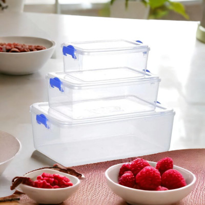 COMBO SÉT 03 HỘP ĐỰNG THƯC PHẨM NẮP GÀI CHẮC CHẮN TRONG SUỐT BẢO QUẢN THỰC PHẨM 