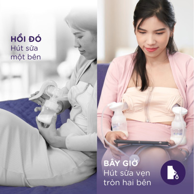 Máy hút sữa điện đôi Biohealth IE - Sử dụng pin sạc, có chế độ massage và 3 chế độ hút