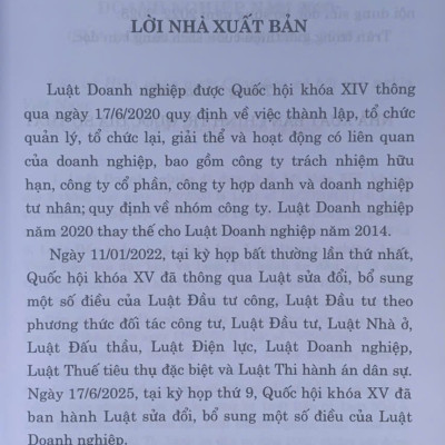 Luật Doanh nghiệp năm 2020 (sửa đổi, bổ sung năm 2022, 2025)